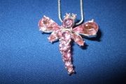 SALE!  Dragonfly Pink Stone Pendant Necklace - new
