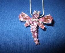 SALE!  Dragonfly Pink Stone Pendant Necklace - new