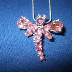 SALE!  Dragonfly Pink Stone Pendant Necklace - new