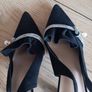 Black Sling Back shoes with Rhinestone and Pearl. Image 5