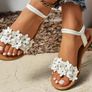 White Flat Sandals with elastic ankle straps Image 5