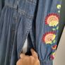MONSOON Denim Embroidered Midi Dress with pockets Sz 14 - Rrp 110 (New) Image 3
