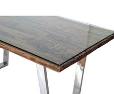 Rustico Wooden Table with Glass Top