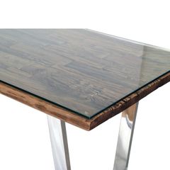 Rustico Wooden Table with Glass Top