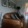 Three seater brown leather couch Image 2