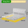 Floating King Metal Bed Frame with LED Lights USB Charging Station 150x200cmMetal Platform Bed Frame with 5ft Upholstered Headboard Storage Heavy Duty Metal Slats, Noise Free White Image 4