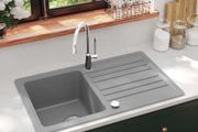 Granite Kitchen Sink Single Basin with Drainer Reversible Grey