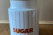 Vintage Hornsea Sugar Canister Brown and White Stripe Ceramic Storage Canister