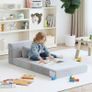 Convertible Folding Kids Sofa Bed with Pillow & Storage Bag, Plush Fabric Floor Mattress Couch Bed, Washable Cover, Kids Room, Playroom, Dorm, Apartment, White Grey Image 5