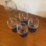 Luminarc ( Made in France ) Mid Century Blue Stemmed Wine Glasses ( 4 ) and a Free Luminarc Lidded Decanter Image 4