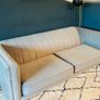 Grey Velvet 3 Seater Sofa + Matching Footstool Image 2