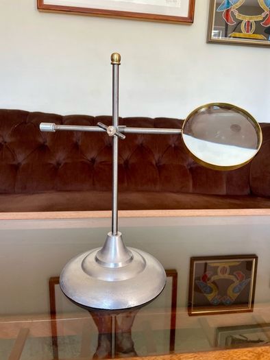 Nautical Decorative Magnifying Glass With Adjustable Stand Desktop Brass Detail