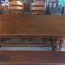 Antique solid oak circa early 19th century table plus 2 oak bench and 4 oak chairs Image 10