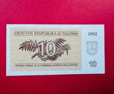 Lithuania   10 Talonas    1992  Pick  40.uncirculated  Scarce