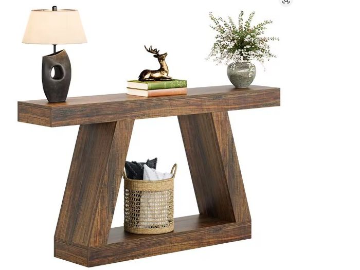 Farmhouse Entryway Console Table Rustic Brown Wooden Hallway