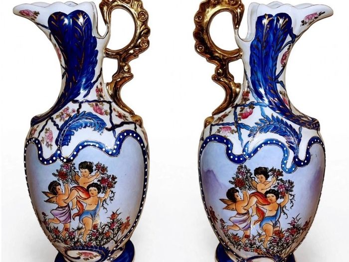 Pair of Antique porcelain vases late 19th century