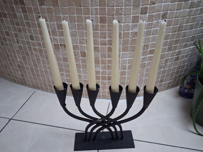 Beautiful cast iron candle holder/candelabra