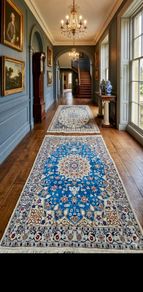 Two Stunning Matching Persian Nain Wool with Silk Hand Knotted Rugs Carpets