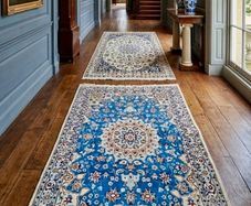 Two Stunning Matching Persian Nain Wool with Silk Hand Knotted Rugs Carpets