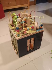 wooden toddler activity cube