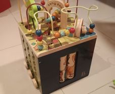wooden toddler activity cube