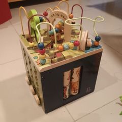 wooden toddler activity cube