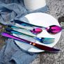Cutlery Set, Black or Rainbow 24 Piece Stainless Steel Flatware Set, Silverware Dinnerware Set Service for 6, Tableware Cutlery Include Knife/Fork/Spoon/Teaspoon for Home with Gift Box Image 7