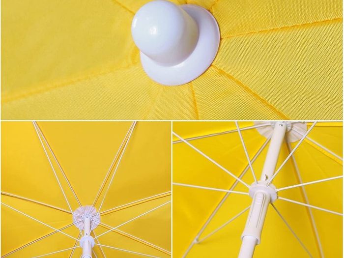 1.6m Beach Umbrella with Cover, Portable Tilting Garden Parasol Umbrella, Garden Umbrella for Beach/Pool/Patio, Round Sunscreen UV20+ Yellow