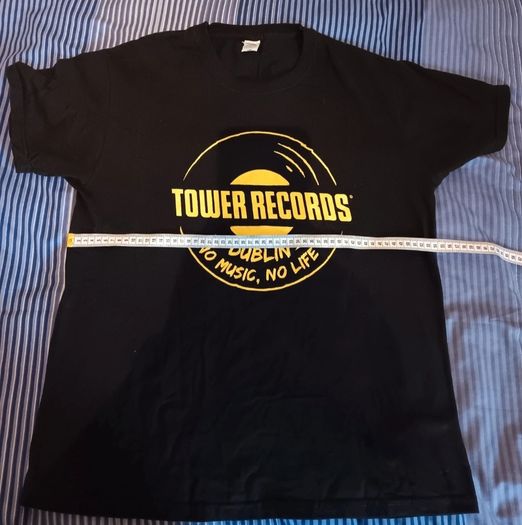 Black - Tower Records Dublin - No Music No Life - T Shirt. Large: 54cm, Length: 67cm. Great Condition.