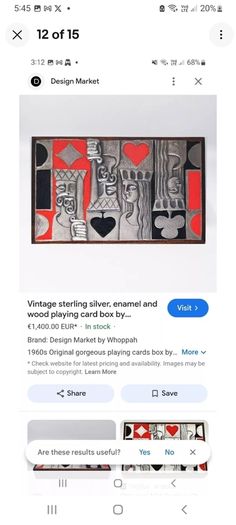 Rare and antique sculpted wood and .925 silver box look at all pictures  perfect for stylish card lovers