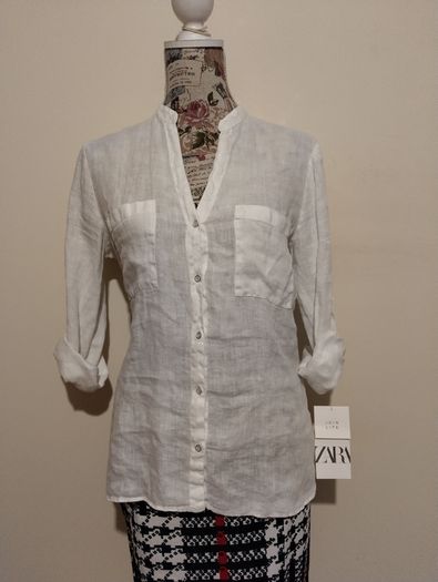Zara White Linen Top, New With Tags