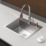 Topmount Kitchen Utility Sink, 55 x 45cm, Stainless Steel Kitchen Sink Drop in, Single Bowl Outdoor Campervan Composite Sink with Drain Fittings, Soap Disp. Hole, Silver Image 8