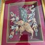 Peacock couple FRAMED IN GELDED FRAM Jade with Seashells painting is created by Myanmar artists Image 6