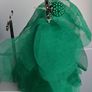 Green Pearl Cluster Stud Glass Inlay Extravagant Chiffon Petal Tassel Earrings Image 7