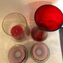 Red Glass vase+ Glass Candle holders Image 2