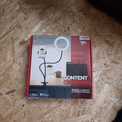 content creator ring light and phone holder