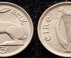 [#250] - Ireland 1968 | 3 Pence | Irish 3d | Hare | KM.12a | BUNC