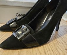 Gabor suede black buckle detail high heel shoes size 7 uk 40.5 EU  and UK 3 EU 35.5 RRP 105 new & boxed