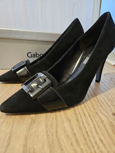 Gabor suede black buckle detail high heel shoes size 7 uk 40.5 EU  and UK 3 EU 35.5 RRP 105 new & boxed