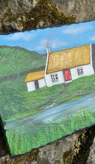 Handpainted Kerry Cottage On Slate