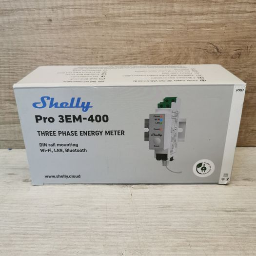 Shelly Pro 3EM (400A) - WiFi, LAN & Bluetooth 3-phase Smart Energy Meter, DIN-rail mountable, Real-time Voltage Amps Monitoring via app