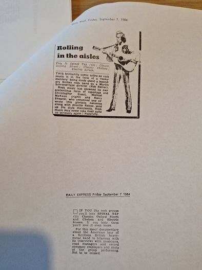 Spinal Tap Movie Press Kit