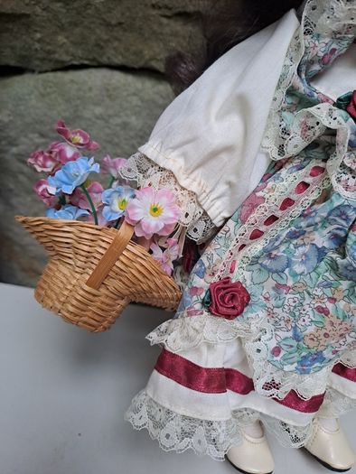 Leonardo Porcelain Doll Charlotte Vintage Floral Dress