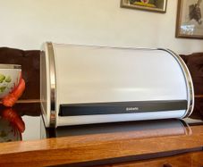 Brabantia Roll Top Bread Bin Countertop Storage Box White Mid Size