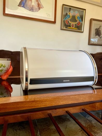 Brabantia Roll Top Bread Bin Countertop Storage Box White Mid Size