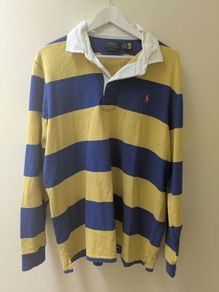 Ralph Lauren Classic Fit Rugby Jersey yellow/navy XL mens