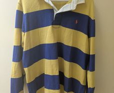 Ralph Lauren Classic Fit Rugby Jersey yellow/navy XL mens