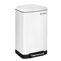 _30L Waste Bin Steel Pedal Bin with Inner Bucket and Lid Soft Close Airtight Kitchen Living Room, 30l, White