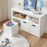 Storage Cabinet, Storage Box with Wheels, Toy Shelf, Side Cabinet, for Living Room, Bedroom, Children's Room, White Image 4