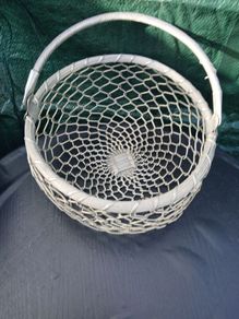 Vintage Aluminium Wooven Basket